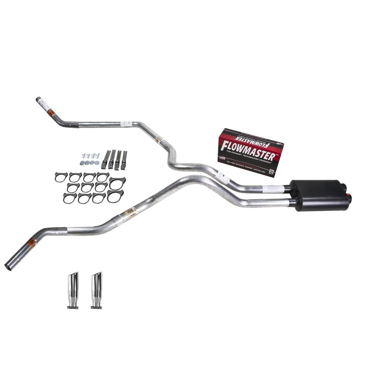 Truck Exhaust Kits - DIY Dual Exhaust System 2.5 MA Pipe Flowmaster Super 40 RC Tip Corner exit