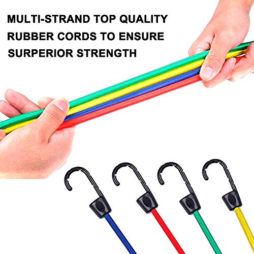 NoOne 25 pcs Heavy Duty Bungee Cords with Hooks in Jar, 100% Latex Core Elastic Strong Bungie Straps Set Assortment with a Drawstring 1416 inches Organizer Bag - Thumbnail 2