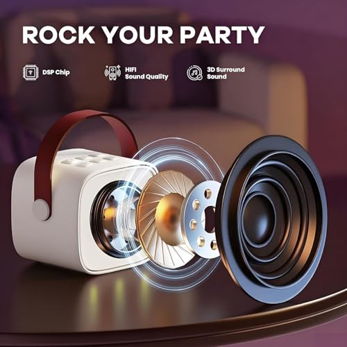 Image of Mini Karaoke Machine for Kids with 2 Wireless Microphones and Lights, Bluetooth Connect Phone to Sing, 4-12+ Year Old Girl Boy Birthday Gifts | 2 Wireless Microphones, Lights, Bluetooth Connect Phone to Sing, 4-12+ Year Old Girl Boy Birthday Gifts