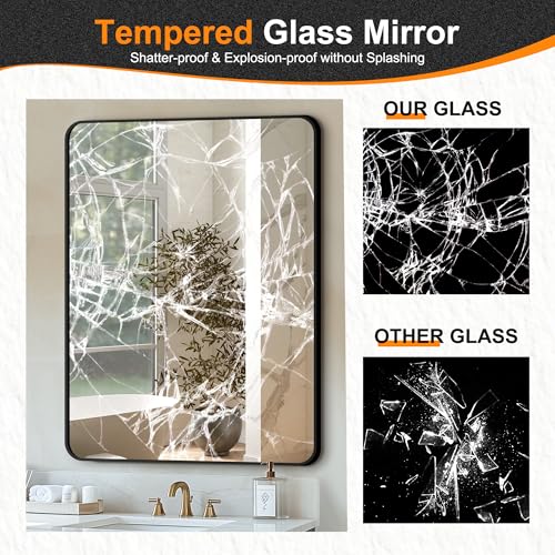 Image of Delma Bathroom Vanity Mirror, Black Framed Mirror for Over Sink, 30x40