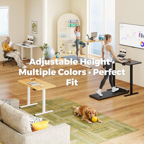 Image of One-Piece Standing Desk 40 x 24 Inches, Small Adjustable Height Desk for Small Space Electric Sit Stand Desks Home Office Computer Workstation, White