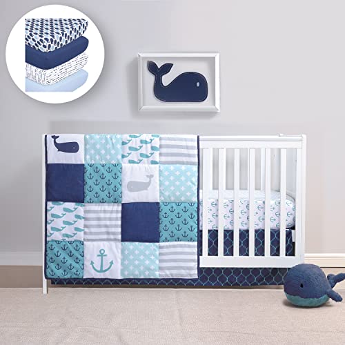 Image of The Peanutshell 7 Piece Baby Nursery Set for Boys or Girls - Newborn, Infant & Toddler Nursery Bedding Set Decor with Crib Bedding Comforter, 5 Crib Sheets, and Skirt - Nautical