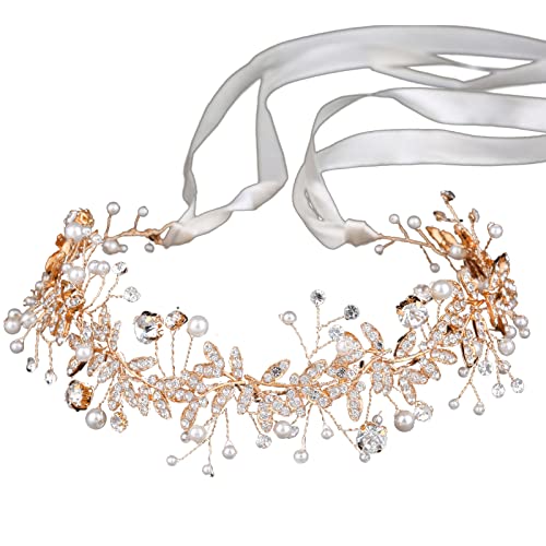 WTUGJEP Strass Brautgürtel Kristall, Strass Handgemacht Hochzeit Gürtel Kristall Braut, Schärpe Brautgürtel für Ballkleid Abendkleider Hochzeit Briede Brautjungfer Zubehör (Roségold) Cover