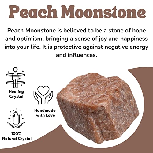 Image of Amazing Gemstone 2 Pieces Peach Moonstone Raw Crystals and Healing Stones, Natural Rocks for Tumbling and DIY Raw Stones and Crystals