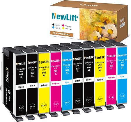 NewLift 603XL Druckerpatronen Kompatibel für Epson 603 XL 603 Tintenpatronen für XP 3100 Expression Home XP-2100 XP-2105 XP-2150 XP-2155 XP-3100 XP-3105 XP-3150 XP-3155 Workforce WF-2810(10er-Pack)