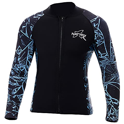 Wetsuit Top Women Men,Long Sleeve Mens Wetsuit Jacket 3/2mm Neoprene Womens Wetsuits Top Kids for Water Aquaerobics,Diving in Cold Water (Medium, 3mm Wetsuit Top Men)