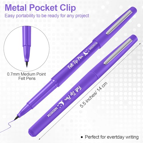 Image of Fuyoooo 36 Pcs Purple Felt Tip Pens Bulk, Quick Dry, 0.7 mm Medium Point
