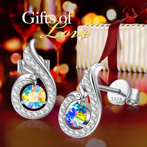 Kate Lynn "Rise From the Ashes" Sterling Silver Phoenix Earrings, Stud Earrings with Crystals from Austria, Packaged with Jewelry Box, Birthday Gifts for Women, Symbol of Luck and Renewal3