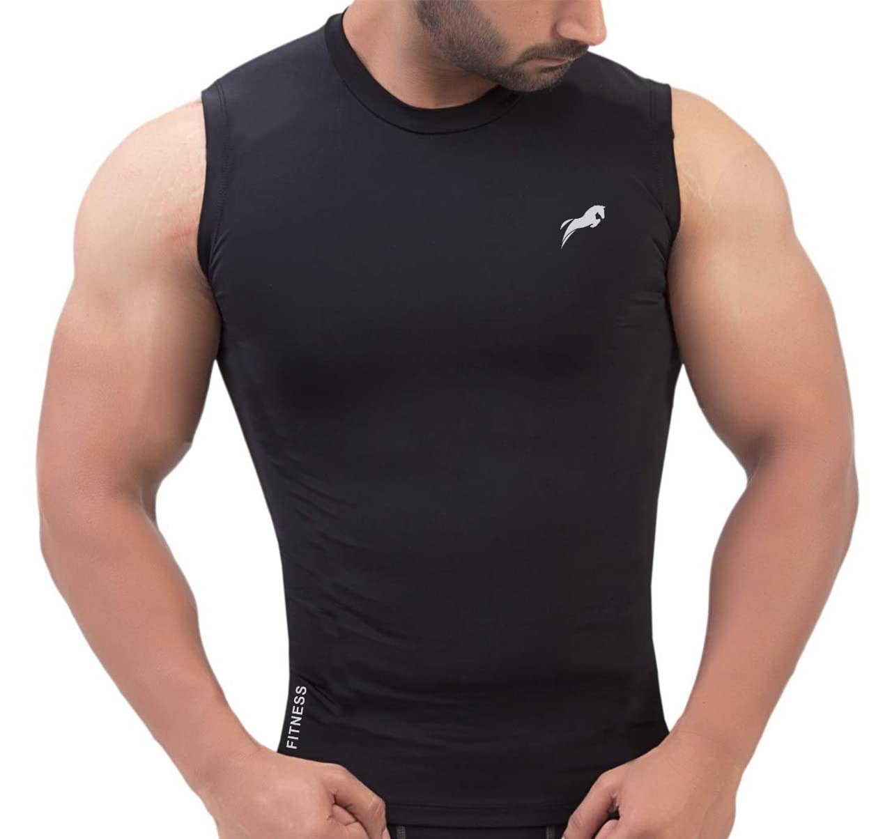 Mens Polyester Cutsleeves/Sleeveless Compression Top for Sports-image-43