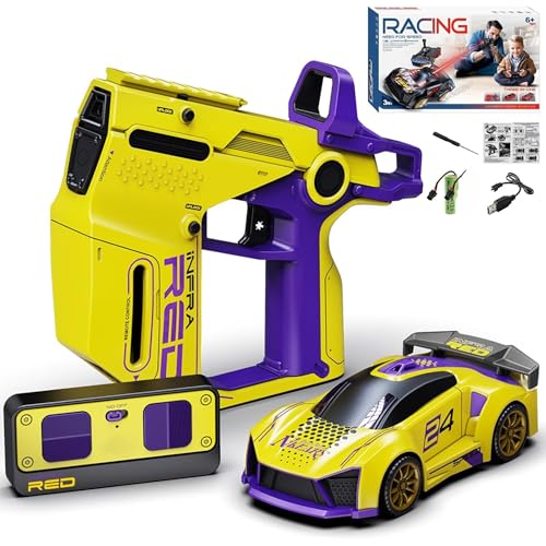 Image of PLUSPOINT Infrared Battle RC Car Toy 3-in-1 Drift Car Racing 2 Player Interactive Set with Infrared Gun, Shooting & Flip Family Friendly Chase Game 2.4GHz Remote Control Car Toy for Kids Ages 6+
