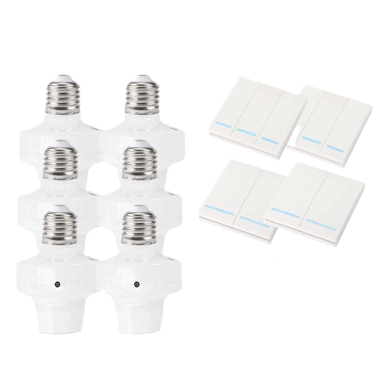 Genérico Adaptador de bombillas inteligentes inalámbrico AC110V 220V E27 uso portalámparas con Control remoto 433MHz e interruptor pared(Brown)