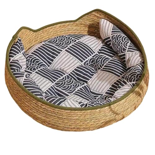 Cama Cesta para Gatos | Suministros Mascotas Tejidos Y Lavables con Cojín Y Almohada - Cama Alfombra para Gatos - para Interior Exterior Viaje Coche Camping Ventana Silla Sofá Habitación