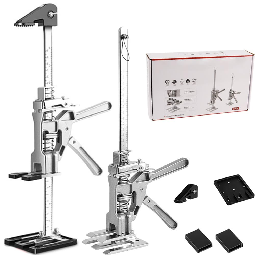 Produktbild von 2 Hebewerkzeuge – Teleskopstützen 38,3 Cm, Höhenverstellbar Mit Skala, Feinjustierbar, Für Schränke, Türen & Paneele