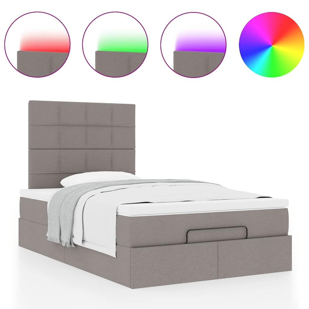 Cama otomana de 120 x 200 cm con muelles ensacados colchón LED espacio de almacenamiento cama de tela pardo hidráulica elevador para jóvenes y habitaciones de invitados