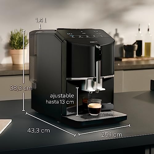 Siemens, cafetera superautomática, EQ300, molinillo cerámico,espumador de leche, función oneTouch, negro, TF301E19 - imagen 2