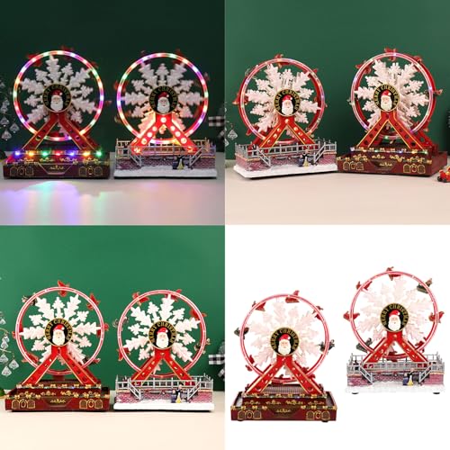 Grande roue de Noël animée faite à la main objet de collection lumineux - 3