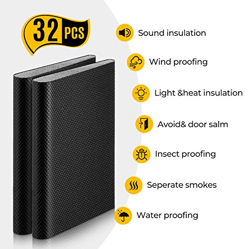 Zonon 32 Pieces Door Corner Seal Weatherstripping Exterior Door Frame Seal Draft Stopper Adhesive Corner Pads for Weather Stripping and Draft Protection (Black) by Zonon - Image 3