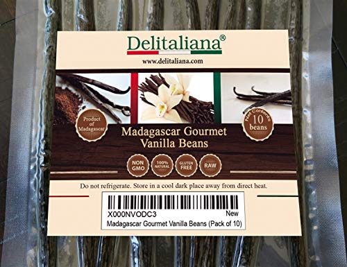 Delitaliana Grade A Madagascar Gourmet Vanilla Beans, 5~6" (Pack of 10)
