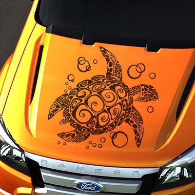 A679 - Adesivo per auto "Tartarughe Retro", 102 x 112 cm, colore: Crema (49 colori e 2 misure)