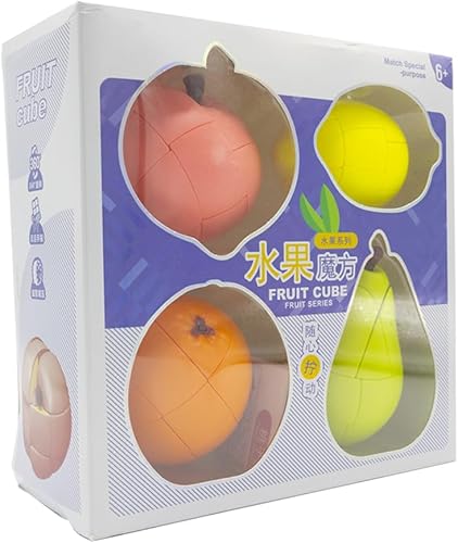 Miniatura 5 de iYallow Fruit Cube Box V2 Include Peach 3x3, Orange 3x3, Lemon 3x3, Pear 3x3 Magic Speed Cube Set 4, Pack Stickerless Birthday for Kid