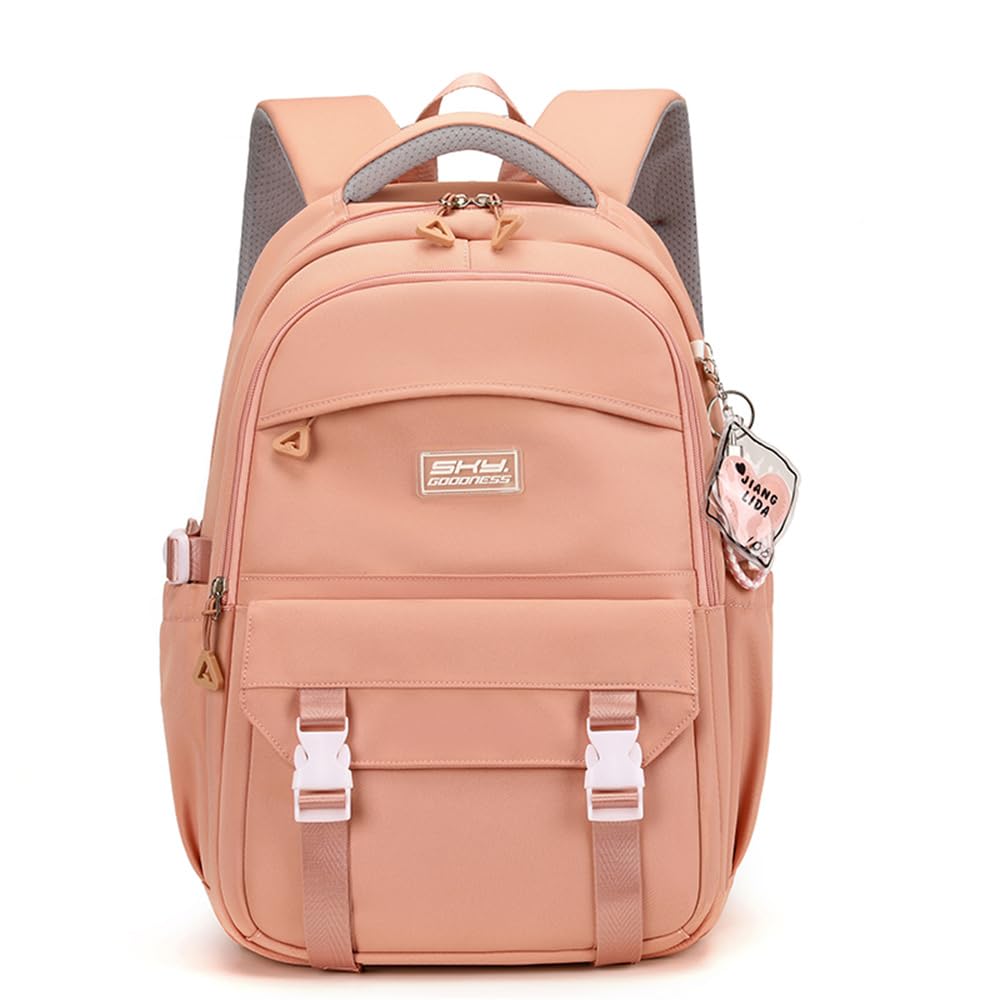 Pink Kids Backpack for Teen Girls Plain School Bag for Elementary Middle School Bookbag for Women