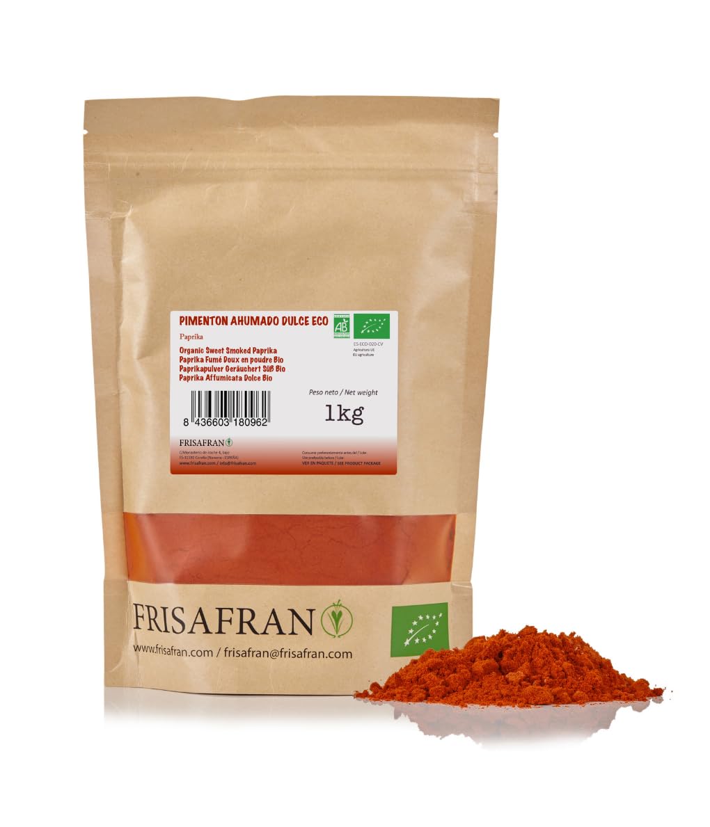 FRISAFRAN | Paprica dolce affumicata 1kg | Paprika in Polvere Bio | paprika dolce macinata | Origine SPAGNA | Affumicata Dolce | Paprica | Paprika Affumicata | Paprika Dolce | Pimenton Affumicata