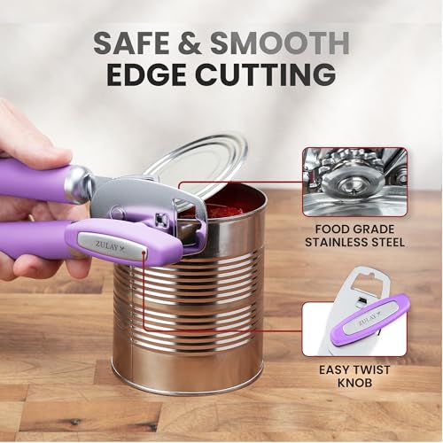 Image of Zulay Kitchen Manual Can Opener Heavy Duty Patented Stainless Steel, Mauve