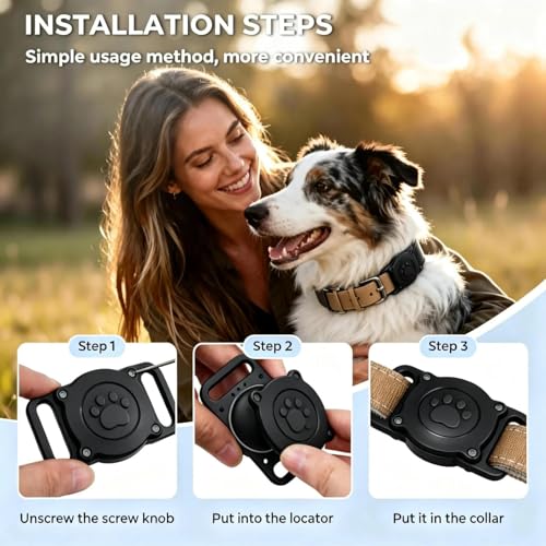 GPS Dog Tracker Collar (iOS & Android), Bluetooth Dog Tracker GPS, Smart Pet Activity Tracker, No Monthly Fee, Work with Apple Find My & Google Find Hub, Finder Tag for Pets,Items (1 Pack) Black - Image 7
