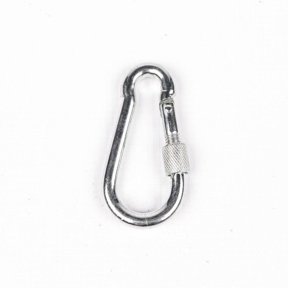 Mousqueton avec sécurité - Petit mousqueton idéal pour l'escalade - En acier inoxydable solide et robuste - Petit mousqueton pour l'extérieur, le sport, le camping, la randonnée, les voyages