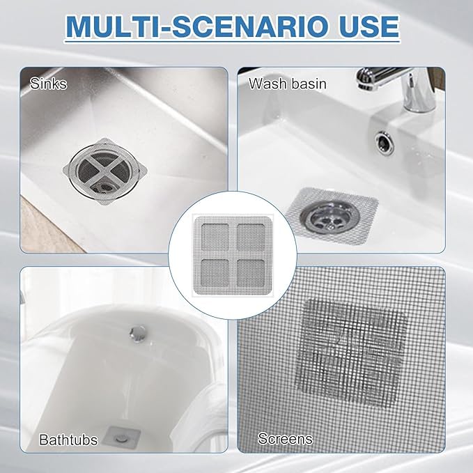 Image of (Pack of 5) Premium Stainless Steel Sink Strainer with Hair Catcher & Drain Strainer | Kitchen Sink Drain Filter, Bathroom Drain Cover Mesh, Anti Rat Drain Cover | Waterproof Drain Stickers