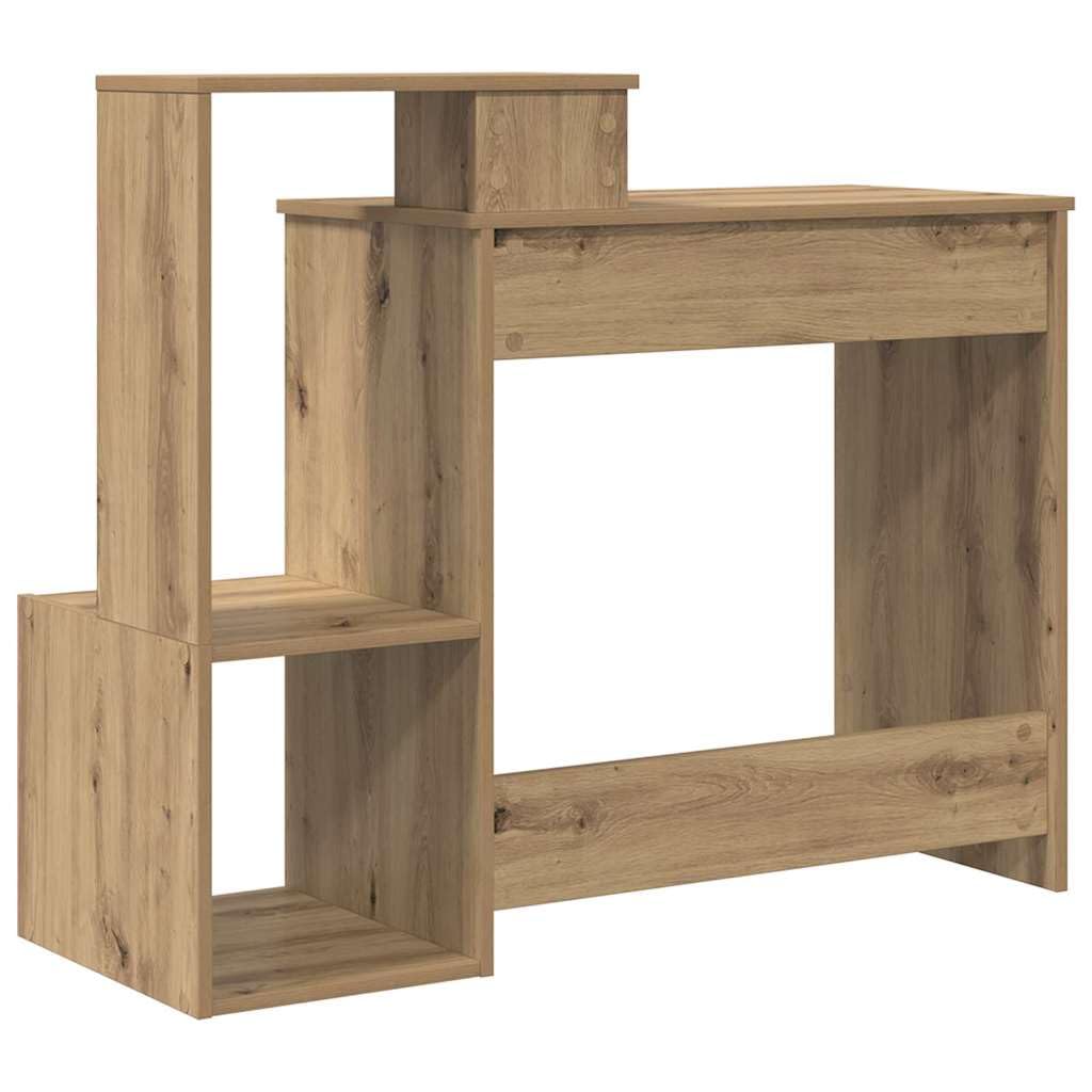 Scrivania Porta PC in Legno Ingegnerizzato Rovere 106x41x88.5cm | Tavolo da lavoro moderno con cassetto e mensole, adatto per organizzare lo spazio in ufficio o camera da letto.