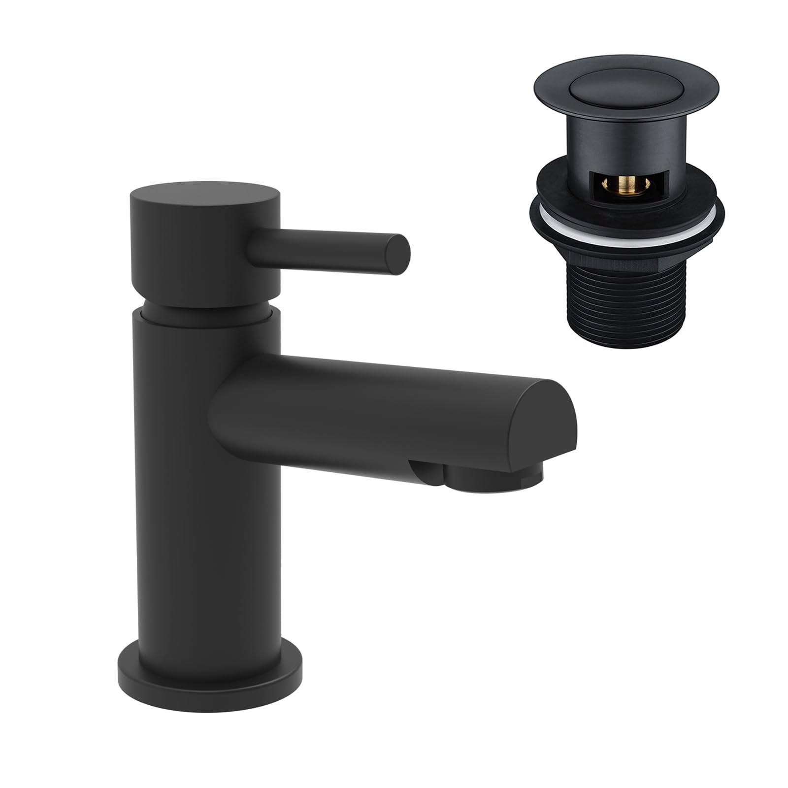 Nes Home Black Bathroom Basin Mono Mixer Tap & Waste Matt