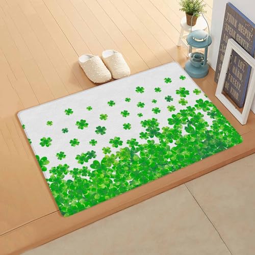 Jolunifun Watercolor Plant Kitchen Bath Door Mat Cushioned Runner Rug,Washable Welcome Floor Sink Antifatigue Mat,Waterproof & Non-Slip Comfort Standing Doormat,St. Patrick's Day Simple White 18