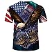 ARORALS Men's Bald Eagle T-Shirt Summer Short Sleeve Tees Tops Animal Theme Shirts Realistic Graphic Shirt,Brown,L