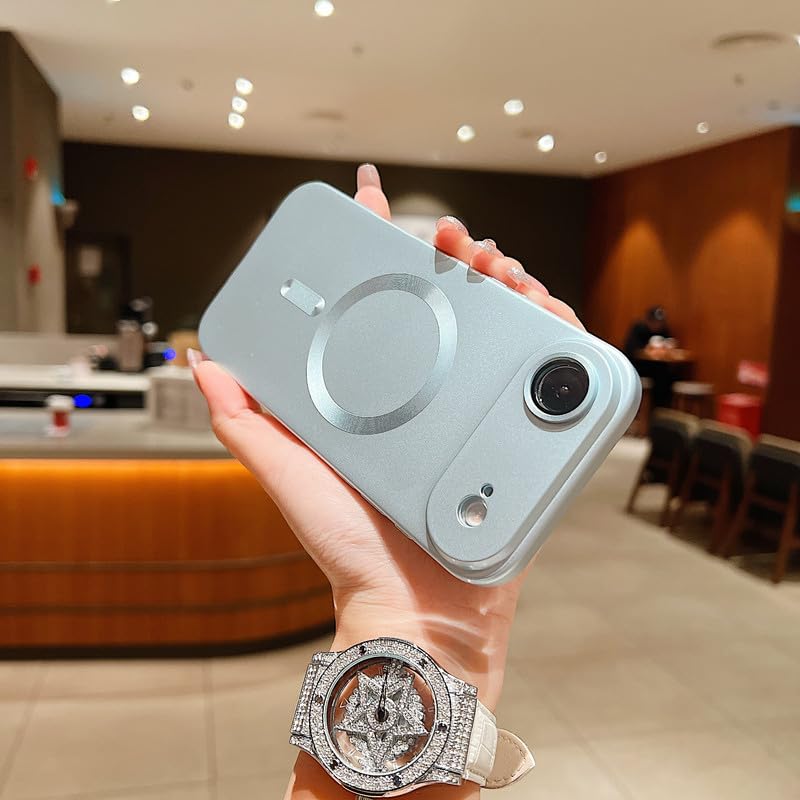 Image of LuxuryKase Premium MagSafe Case for iPhone Air | Shockproof & Anti-Scratch Cover | Soft Silicone with Wireless Charging | Camera Lens Guard - Sierra Blue