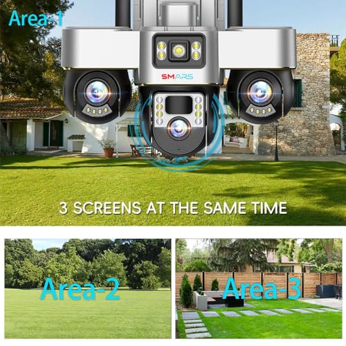 Image of smars 3-Lens PTZ Solar 4G SIM Security Camera | Outdoor CCTV with Triple View | Night Vision | Motion Detection | Full Mobile Control