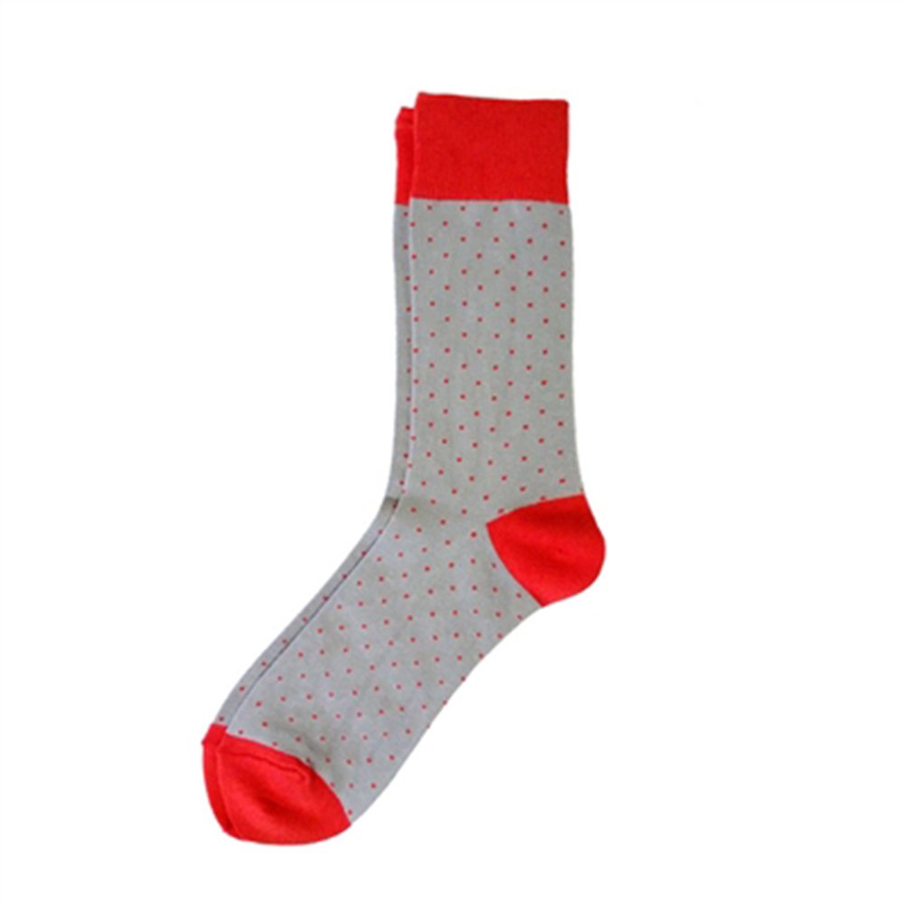 Sock 101 Men's Orange & Flint Gray Dots Sock - The Dapper Dot