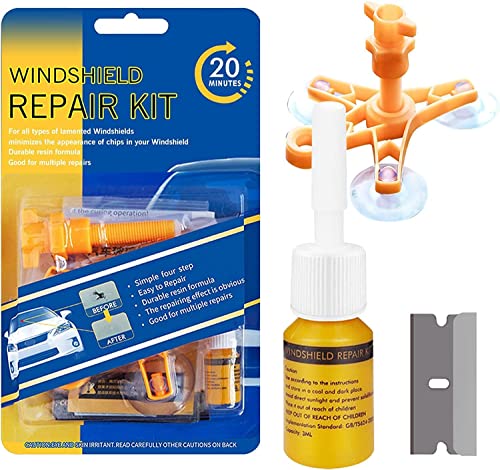 Pro-Lift Nouveau Kit Reparation Pare Brise AméLioré, pour RéParer Les Fissures en Demi-Lune, Les Toiles D'AraignéE, Les Dommages en Forme D'éToile, Les Fissures Longues, Jaune 0Z-GIVL-PJCJ