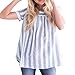 Produktbild Damen Lose Top Goosun Frau Sommer Streifen Kurzarm Rundhals Baumwolle Leinen Tshirt Tank Top Blouse Kurz Ärmel T-Shirt Freizeit Oberteile Übergröße Baggy Tops Bequem Atmungsaktiv (XL, Blau)