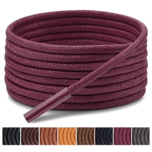 Image of Handshop 3 Pairs Dress Shoe Laces | 3 /32 inch Thin Round Waxed Shoelaces | Polished waxed sheen, tightly woven cotton, secure tie, for oxfords, derbies and chukka boots, 23 inch-63 inch sizes and 15 colors