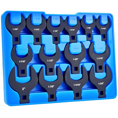 14 Piece Crows Foot Wrench Set, SAE Shockit Crows Foot for 1-1/16