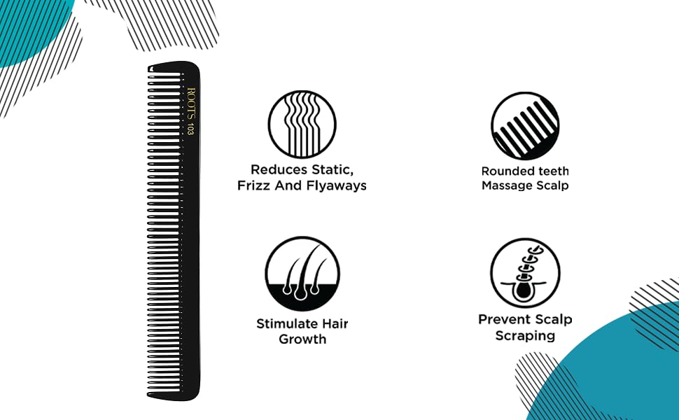 Image of ROOTS - Professional Hair Cutting Comb | Seamless Tooth | Salon Grade - For Men & Women | Ideal for Sectioning & Colouring | Rounded Teeth prevent Hair & Scalp Damage | Model No. 103