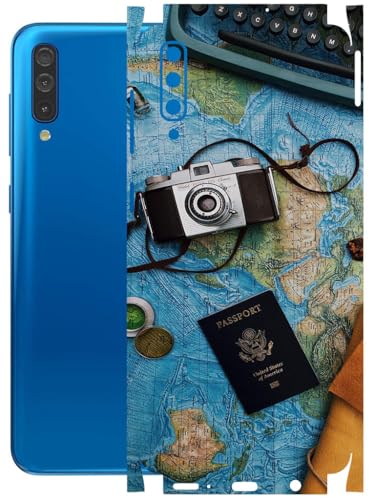 Image of AtOdds - Full Body Back Screen Guard Protector Film - Lamination Wrap Skin Sticker Compatible with Samsung Galaxy A50 | Scratchproof Matte Finish (Travel Map)