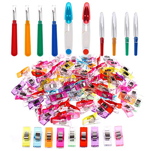 100 Pack Sewing Quilting Fabric Clips + 8Pcs Seam Rippers + 2Pcs Sewing Thread Remover Kit