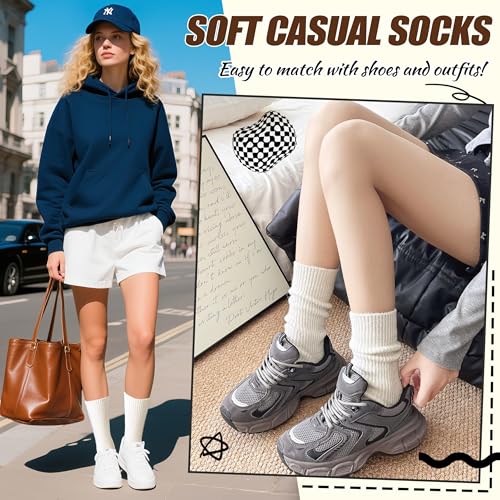 Women Merino Wool Slouch Boot Socks Warm Winter Thermal Slouchy Scrunch Cozy Knit Comfy Work Socks for 5 Pairs4