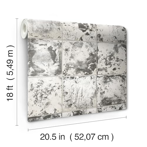 NuWallpaper NUWALL 2022 Tôle métallique Anthracite papier peint adhésif