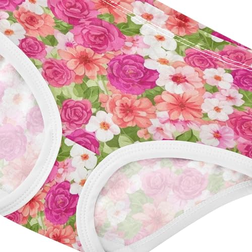 Bright Girls Underwear Toddler 2t Cotton Panties Little Girl Vibrant Pink Floral White Flowers Kids Briefs Undies4