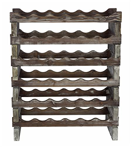 DisplayGifts Modular Stackable Wine Rack Freestanding Wooden Wine Stand Storage Holder, Thick Wood Wobble-Free Natural 36 Bottle Capacity 6 X 6 Rows (Weathered Rustic Wood) - Image 4