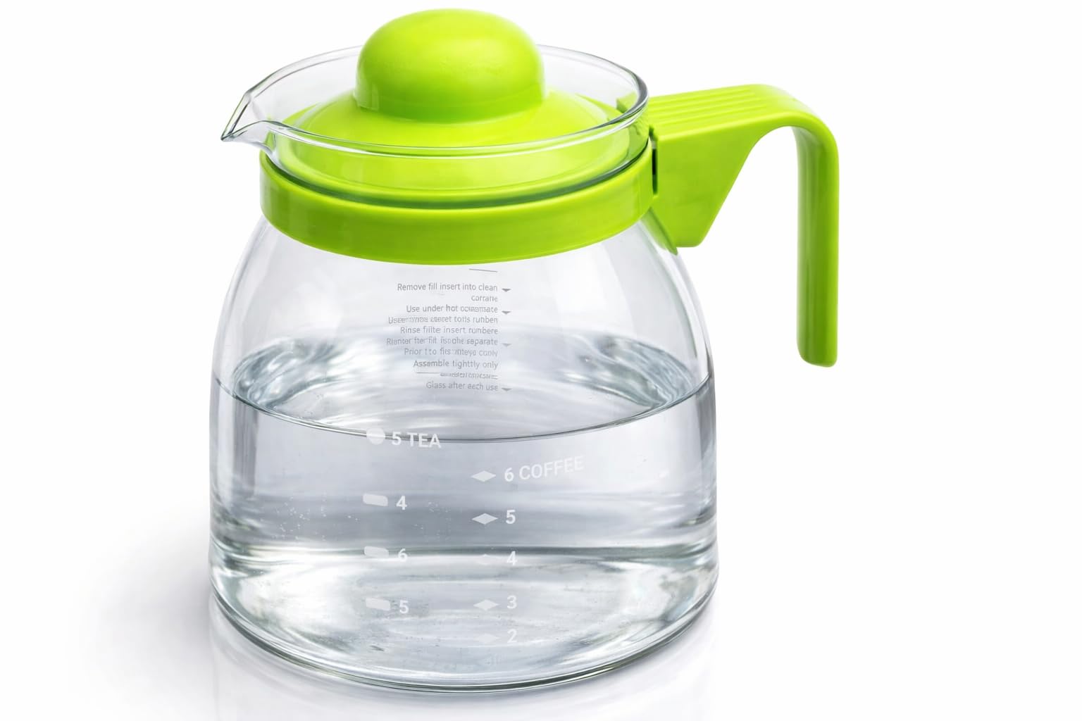 Caraffa in Vetro - Tazza Vetro Adatta per Microonde - Caraffa Sostitutiva con Manico e Coperchio - Brocca Latte con Coperchio - Teiera per Microonde - 1200 ml