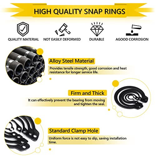 Ieawisl IEAWISL-325 Snap Ring Shop Assortment, Alloy Steel Retaining Ring 325 Piece 15 Sizes C-Clips External Retaining Ring Assortment Kit thumb #2